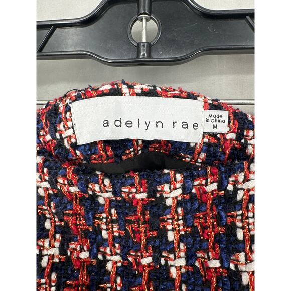 Adelyn Rae Skirt Womens Medium Red Plaid Mini Tweed Grunge Academia Preppy - Picture 3 of 8